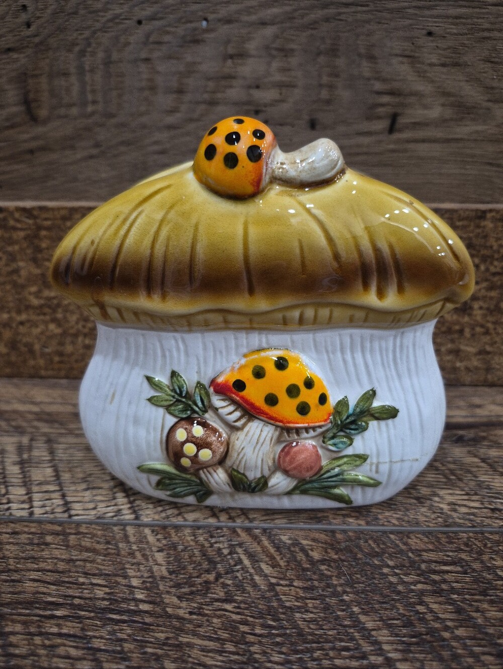 Vintage Rare Sears Ceramic Merry Mushroom Napkin Holder Kitschy